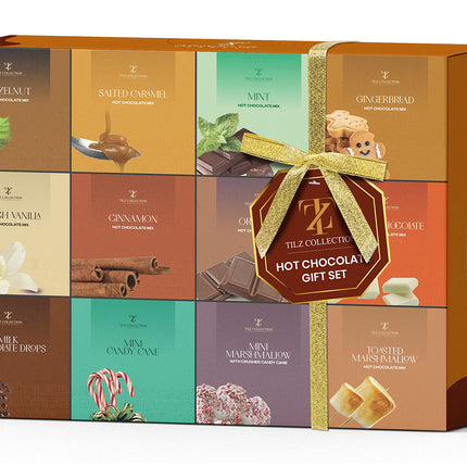 Hot Chocolate Gift Set Cocoa Gift Set Mini Hot Chocolate Various Flavors Including Roasted Marshmallow Hazelnuts Gingerbread (Pack of 12)