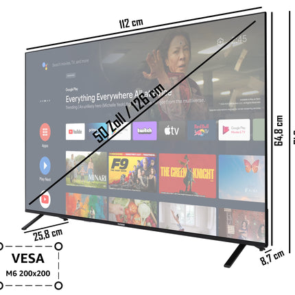 Telefunken Android TV 65-tolline televiisor (4K UHD nutiteler, HDR Dolby Vision, kolmekordne tuuner, Dolby Atmos) XU65AN751S