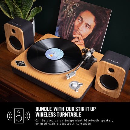 House of Marley Premium Bluetooth plaadimängija "Stir It Up" - jätkusuutlikult valmistatud bambusest vinüülimängija eelvõimendiga + House of Marley Get Together Duo Bluetooth kõlar
