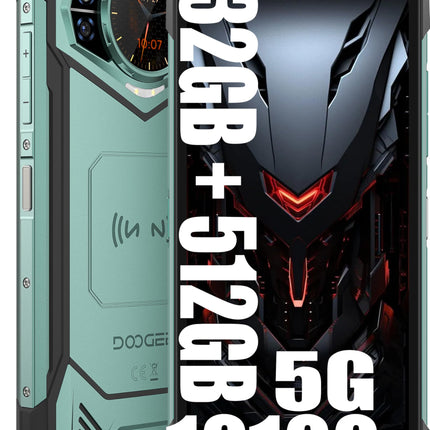 DOOGEE S200 X 5G lukustamata telefon (2025), 32GB + 512GB, 10100mAh/33W, vastupidav 4G nutitelefon ilma lepinguta, 100MP + 20MP (öönägemine) + 20MP, Android 14, 6,72-tolline AMOLED FHD+, NFC (roheline)