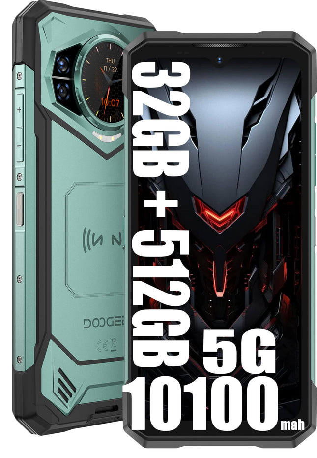 DOOGEE S200 X 5G Unlocked Phone (2025), 32GB + 512GB, 10100mAh/33W, Rugged 4G Smartphone Without Contract, 100MP + 20MP (Night Vision) + 20MP, Android 14, 6.72-inch AMOLED FHD+, NFC (Green)