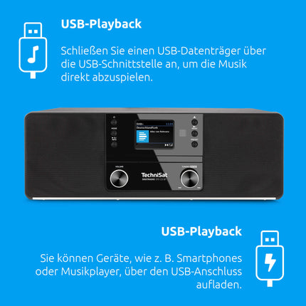 TechniSat DIGITRADIO 370 CD BT - Stereo digitaalraadio (DAB+, FM, CD-mängija, Bluetooth, värviline ekraan, USB, AUX, kõrvaklapipesa, kompaktne süsteem, äratuskell, 10 vatti, kaugjuhtimispult) must