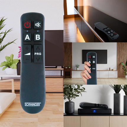 SCHWAIGER universal remote control 8 buttons senior remote control TV remote control children replacement remote control LG Samsung Sony Philips Panasonic IR pre-programmed learnable battery operated