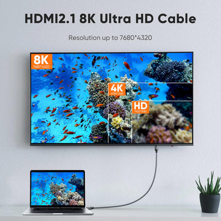 ARISKEEN 8K HDMI 2.1 kaabel 3 meetrit 2 tk, 48 Gbps kiire nailonist punutud HDMI-kaabel, toetab 8K@60Hz, 4K@120Hz, ühildub PS5/4 teleri, monitori, Blu-ray heliriba, DVD sülearvutiga