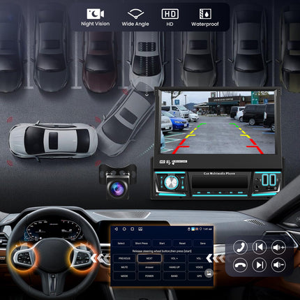 【4+64G】 Hodozzy juhtmevaba Carplay Android autoraadio 1 DIN 7-tollise ekraaniga, autoraadio Bluetooth 5.0 koos Android Auto/DSP/WiFi/GPS/RDS/FM/Bluetooth/USB+tagurduskaameraga