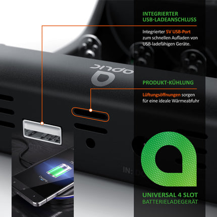 CSL - Power Battery Charger - universaalne akude laadimisjaam AA AAA 18650 akude jaoks - intelligentne akulaadija - valgustatud LCD-ekraan, automaatne tule väljalülitus - kaasas 1x USB laadimisport