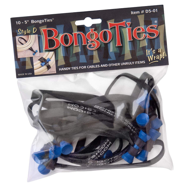 BongoTies D5-01-B stiilis D-tüüpi kaablisidemed sinise otsaga, 10 tk, 5"