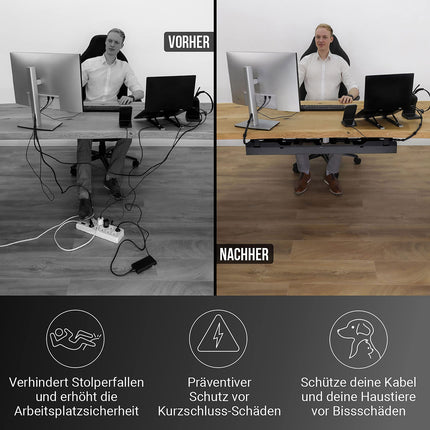 Ultimate Setup® kaablirenniga laud parimaks kaablihalduseks – peida kaablid lihtsalt laua kaablirenni sisse (must)