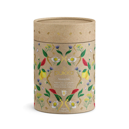 Pukka tee kinkekomplekt, orgaaniline teepurk "Lemmiksitee", Manuka mesi, roheline tee, ingver, piparmünditee, teekomplekt, kingiidee, 5 sorti, 30 teekotti