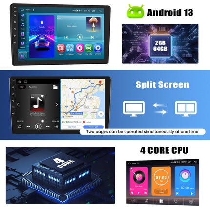 2G+64G CAMECHO Android 13 autoraadio ja navigatsiooniga Mazda 5 2007 2008 2009 2010 koos CarPlay Android Autoga, 9-tolline puutetundlik ekraan 2Din GPS-i, WiFi navigatsiooni, Bluetooth FM/RDS raadio, SWC tahavaatekaamera ja mikrofon