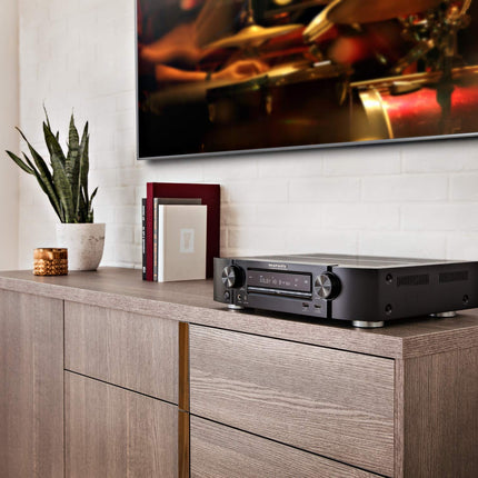 Marantz NR1510 5.2-kanaliga AV-ressiiver, HiFi võimendi, 50W, 4K, Dolby Audio, sisseehitatud HEOS, 6 HDMI sisendit, Bluetooth, Wi-Fi - must