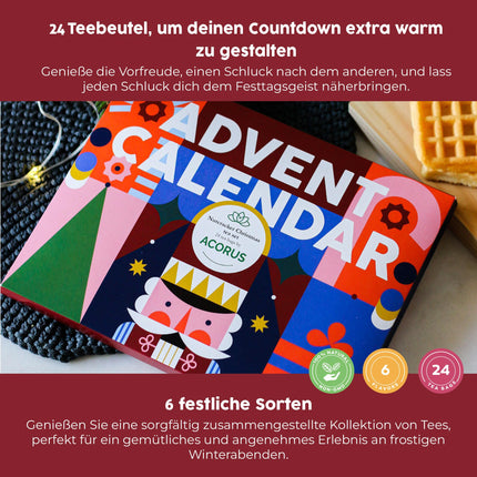 ACORUS tee advendikalender 2024 Pähklipureja - jõulutee eraldi pakendatud - advendikalender teekomplekt 6 maitsega - tee jõulukalender 24 teekotti jõulude loenduseks