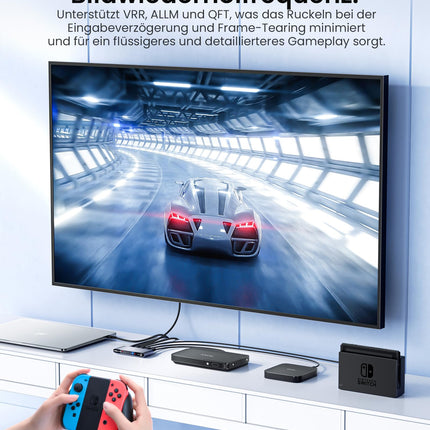 Llano 2024 uuendatud versioon HDMI automaatne lüliti 4K@120Hz 8K@60Hz IR-kaugjuhtimispuldiga, lüliti valijaga, 4 sisendit, 1 väljund, toetab ARC, CEC, HDCP2.3, 3D, HDR10+ VRR ALLM-i PS5 ja Xboxi jaoks