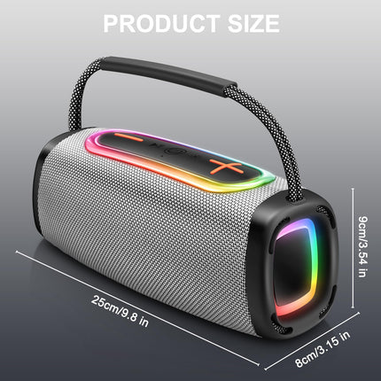 Matast Portable Bluetooth Speaker with Handle, Powerful Bass, BT5.3, IP6 Waterproof Wireless Stereo Pairing Speaker with RGB Multi-Color Rhythm Lights for Home/Outdoor/Party