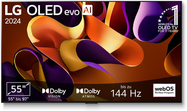 LG OLED55G48LW TV 55" (139 cm) OLED evo TV (α11 4K AI processor, webOS 24, Dolby Vision, up to 120Hz) [Model year 2024]