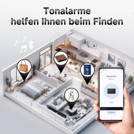 MiLi MiCard Wallet Tracker for Android, Wireless Rechargeable Smart Tracking Card with NFC Digital Business Card, Compatible with Google Find My Device APP (Android ONLY), for Suitcases/Bags