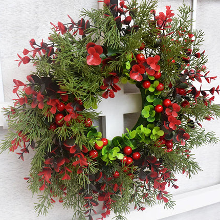 Christmas wreath, YouXiaor artificial Christmas wreath, fir wreath, door wreath, Christmas berry wreath, winter wreath, decorative wreath, Advent wreath, winter wreath for Christmas, indoor and outdoor decorations, 35 cm
