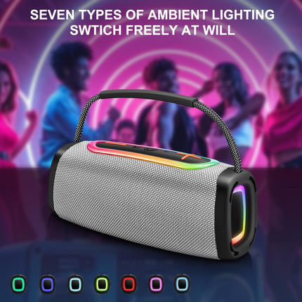 Matast Portable Bluetooth Speaker with Handle, Powerful Bass, BT5.3, IP6 Waterproof Wireless Stereo Pairing Speaker with RGB Multi-Color Rhythm Lights for Home/Outdoor/Party