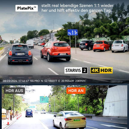 VANTRUE N4 Pro 3 HDR 4K+ 1080P+ 1080P STARVIS 2 autoregistraator, 5G WiFi PlatePix™ GPS-registraator, 360° parkimiskaamera, IR-öine nägemine, häälkäsklused, privaatsusrežiimid, 2,45” 1 TB max