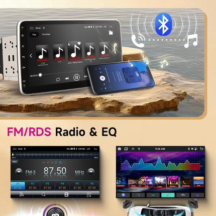 8 Core 4G+64G Wireless Carplay Android 13 Car Radio 2 Din with Android Auto GPS Navigation WiFi 10.1 Inch Rotatable Screen Car Radio with Mirror Link Bluetooth FM/RDS/DAB Steering Wheel Control Rear View Camera