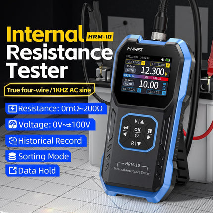 HRM-10 Battery Capacity Internal Resistance Tester Portable Multifunctional 4 Wire Tester for Batteries 100V 200 Ω Internal Resistance Meter and Accurate Voltage Meter Resistance Tester