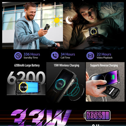 Ulefone Armor Mini 20 Pro 4.7-tolline HD+ õues kasutatav nutitelefon, 16GB + 256GB/2TB 64MP öise nägemisega kaamera Android 14, 6200mAh, IP68 mobiiltelefon ilma lepinguta 5G kahe SIM-kaardi/OTG/NFC/GPS
