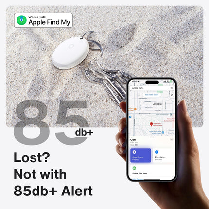 iVANKY FusionFinder nutika sildiga õhujälgija esemete leidja Apple Find My jaoks (ainult iOS-ile). Jälgige oma võtmeid, rahakotti, pagasit, seljakotti ja lokaatorit vahetatava akuga, IP67 (4-pakendis).