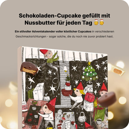 Vilgaini pähklivõitopside advendikalender ORGANIC ⁠–⁠ 24 pehme täidisega šokolaaditopsi, vegan suupisted mahepõllumajanduslikest koostisosadest, piiratud jõuluväljaanne