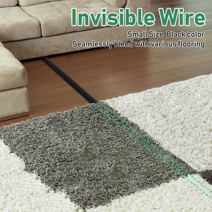 Floor Cable Protector, 2 m Cable Covers for Wires, Floor Cord with Small Single Channel, Flexible Rubber Cable Floor Cover for Office, Home, External Cable Protector, Black, 11 mm (W) x 7 mm (H)