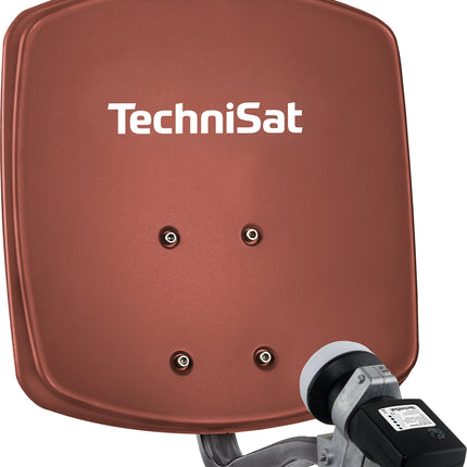 TechniSat DIGIDISH 33 – Satelliitantenn 1 abonendile (33 cm väike satelliitsüsteem – komplekt seinakinnituse ja satelliidiotsijaga V/H-LNB) punane