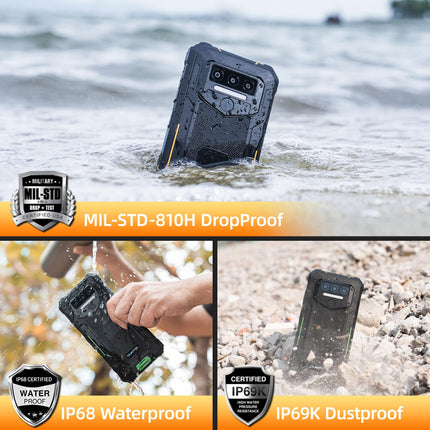 OUKITEL WP23 Pro Outdoor Smartphone Ohne Vertrag - 16GB RAM+128GB ROM 10600mAh Outdoor handy, 6,52" HD+ Display Android 13 Rugged Smartphone, 13MP+5MP, IP68 Wasserdichit Handys/Dual SIM 4G/NFC/OTG/GPS