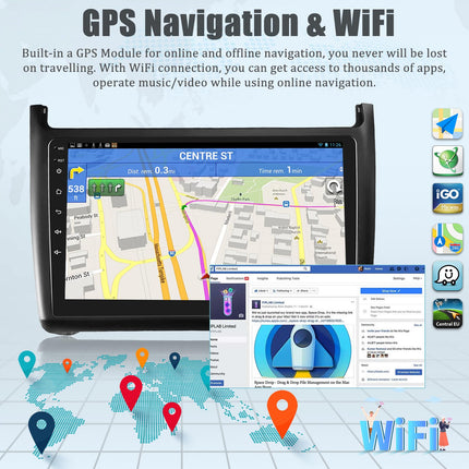 NHOPEEW 2+64G Android autoraadio VW Polo 2008-2020 jaoks koos Carplay ja Android Autoga - 9-tolline puutetundliku ekraaniga autoraadio - WiFi GPS SWC + tahavaatekaamera ja mikrofon