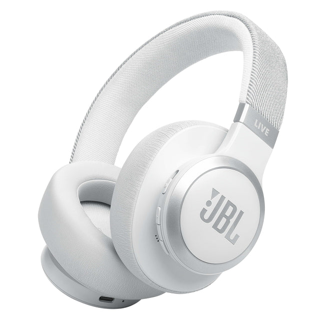 JBL Live 770 NC – Bluetooth-kõrvaklapid adaptiivse mürasummutusega – Juhtmevabad kõrvaklapid JBL Signature Sound ja häälassistendiga – Pikaajaline muusikanauding kuni 65 tundi – Valges värvitoonis