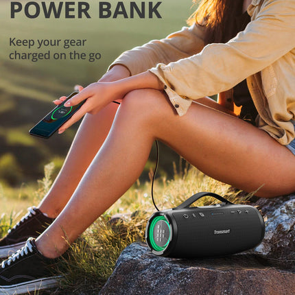 Tronsmart Mirtune S100 Bluetooth Speaker, IPX7 Waterproof, 5.3 Bluetooth, 20 Hours Long Battery Life Outdoor Party Speaker, Suitable for Beach, Outdoor, and Other Scenes (Black)