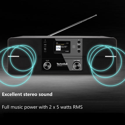 TechniSat DIGITRADIO 371 CD IR - Stereo internetiraadio (DAB+, FM, CD-mängija, Wi-Fi, Bluetooth, värviline ekraan, USB, AUX, kõrvaklapipesa, äratuskell, 10 vatti, kaugjuhtimispult), must/hõbedane