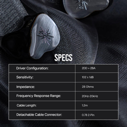 LINSOUL Kiwi Ears KE4 kõrvamonitoriga, 2DD+2BA hübriidkõrvaklapid, mängurikõrvaklapid, HiFi juhtmega IEM, eemaldatava IEM-kaabliga muusikutele ja audiofiilidele