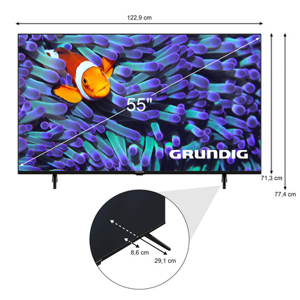 GRUNDIG 43 VOE 73 43-tolline (108 cm) LED-teler, Android 9 teler, 4K UHD, Dolby Digital, HDR10, Micro Dimming mootor, sisseehitatud Chromecast, Bluetooth, nutiteler, must
