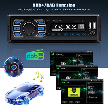 CAMECHO DAB/DAB+ 1Din Car Radio Bluetooth Handsfree Car MP3 Player Support FM Radio USB/AUX/TF Steering Wheel Control
