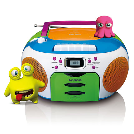 Lenco SCD-971 - Children's Radio - Cassette Radio with CD - CD Radio - Cassette Player - Stereo Speakers - Headphone Jack - Track Memory - Multicolored