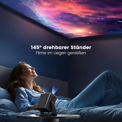 Projector【Electric Focus/Auto Keystone Correction】 WiFi Bluetooth Portable Mini Projector Full HD 1080P supported, dustproof LED projector 145° rotatable 50% zoom for home theater/outdoor mobile projector