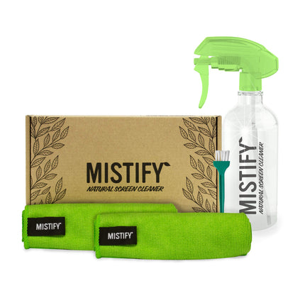Mistify Natural Screen Cleaner - 500ml Screen Cleaner. Display Cleaner with 2 Microfiber Cloths and Brush [Laptop, PC, Monitor, Touchscreen, Tablet, Smartphone, TV, TFT, LCD, LED, Plasma]