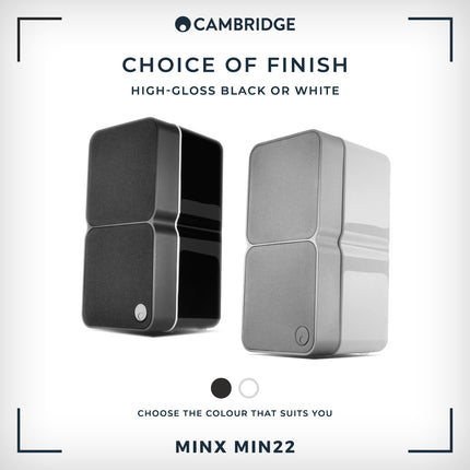 Cambridge Audio Minx Min 22 - Compact wired satellite speaker with BMR speaker technology - Includes keyhole bracket for discreet and easy wall mounting - Black