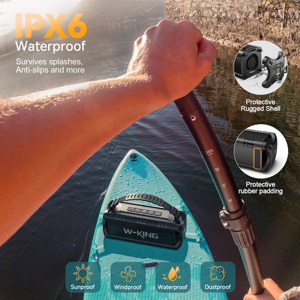 W-KING Bluetooth Speaker, (60W Max) 30W Portable Music Box Bluetooth Outdoor, IPX6 Waterproof Bluetooth Box Wireless Speaker Small with Rich Bass, 24H Playtime, TF Card, USB Stick, AUX