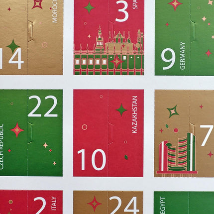 Ahmadi tee advendikalender 2025 - teekalender 24 erineva teesordiga - must tee, roheline tee, puuviljatee ja taimetee - 24 eraldi pakendatud aroomikindlat teekotti