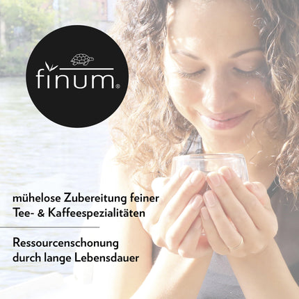 finum® KEETMISKORVIDE KOMPLEKT M Teesõel lahtisele teele, Roostevabast terasest teefilter tilgakogumisalusega, Püsiv filter teele ja kohvile, BPA-vaba, Suurus M, Must