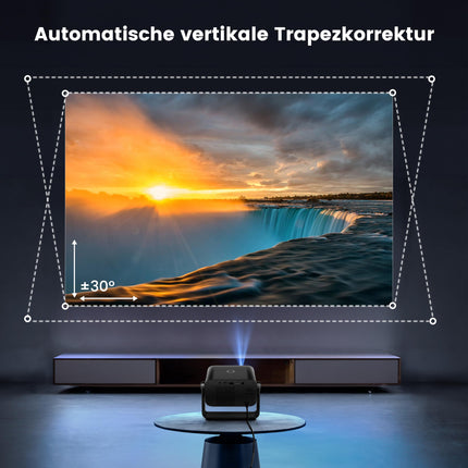 Projector【Electric Focus/Auto Keystone Correction】 WiFi Bluetooth Portable Mini Projector Full HD 1080P supported, dustproof LED projector 145° rotatable 50% zoom for home theater/outdoor mobile projector