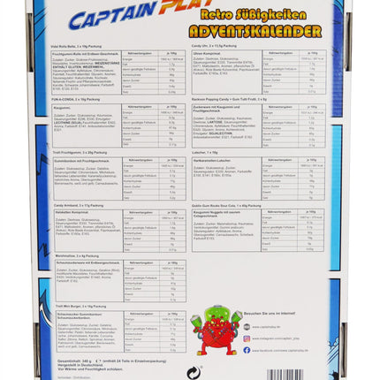 CAPTAIN PLAY Retro advendikalender 2024, jõulukalender maiustustega, 348g Retro advendikalender maiustused