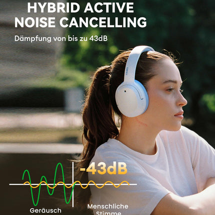 Edifier W820NB Plus hübriidsed aktiivse mürasummutusega kõrvaklapid - LDAC koodek - kõrglahutusega heli, juhtmevabad ja juhtmega - kiire laadimine - 49 tundi mänguaega - kõrvapealsed Bluetooth V5.2 kõrvaklapid - sinised