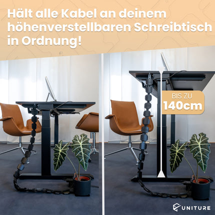 UNITURE® Cable Management Desk [Made in Europe] - Sustainable Flexible Cable Management for Cable Management Desk Height Adjustable - Cable Duct Height Adjustable Desk