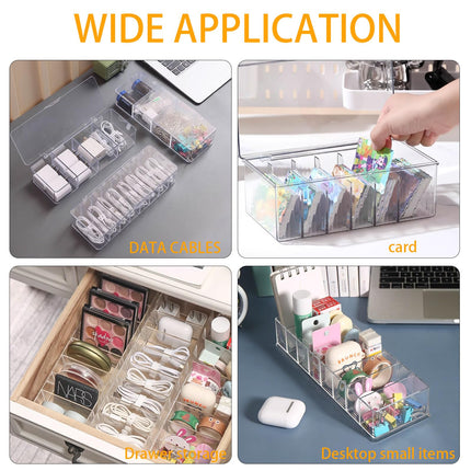 JIHXYER 2-Piece Transparent Cable Organizer with Lid and Sticker, Cable Management Box Set